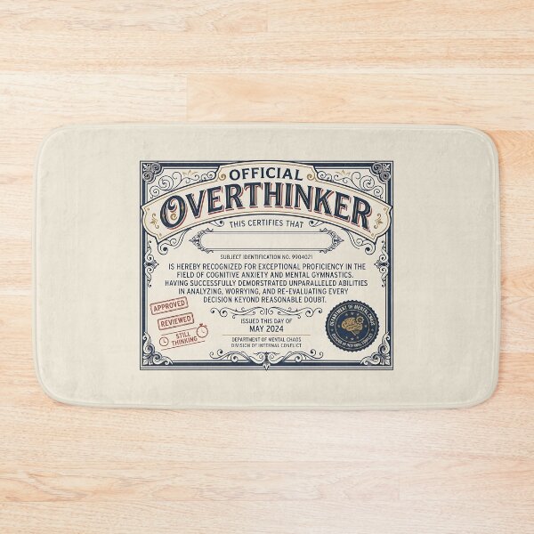 Item preview, Official Overthinker Certificate Funny Anxiety designed and sold by Zazz Lee.