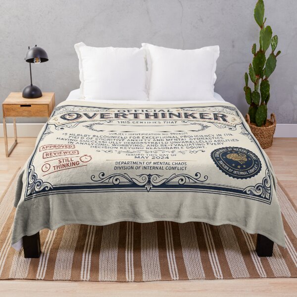 Item preview, Official Overthinker Certificate Funny Anxiety designed and sold by Zazz Lee.