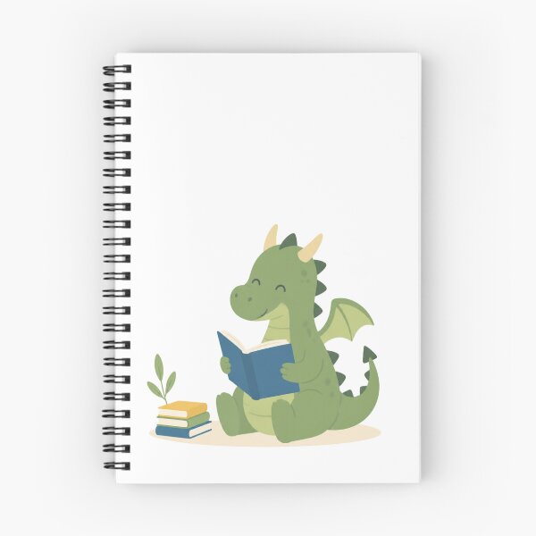 Item preview, Cute Happy Dragon Reading Books Illustration designed and sold by Inka Moon Design.