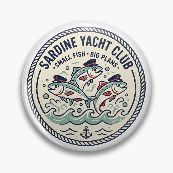 Item preview, Sardine Yacht Club – Preppy Coastal Fish Badge designed and sold by DmaarGroup.