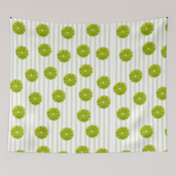 Item preview, Fresh Lime Slices on Soft Green Pinstripes designed and sold by NOUURRRR.