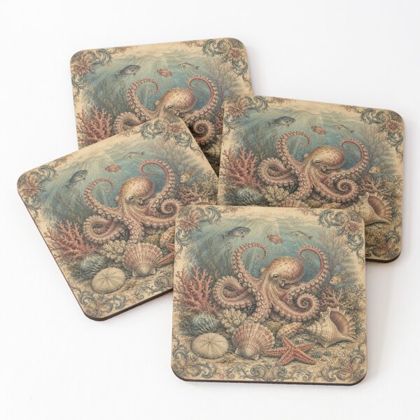 Item preview, Vintage Octopus Underwater Illustration designed and sold by MWprint.