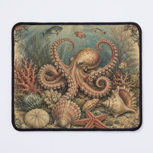 Item preview, Vintage Octopus Underwater Illustration designed and sold by MWprint.