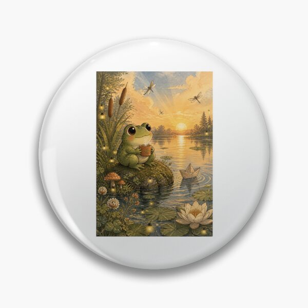 Item preview, It Is What It Is – Cute Frog by the Pond | Cozy Cottagecore Illustration designed and sold by Cozy Chaos Studio Co.