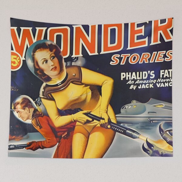 Item preview, Science Fiction Sci-Fi Flying Saucer Roswell Original Custom Vintage Poster Wall Art Startling Stories Strange Mystery Dark designed and sold by Cool Robot Bro..