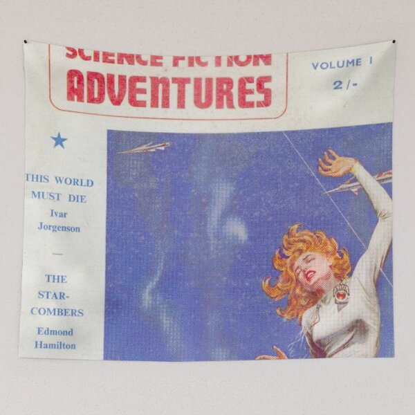 Item preview, Science Fiction Sci-Fi Flying Saucer Roswell Original Custom Vintage Poster Wall Art Startling Stories Strange Mystery Dark designed and sold by Cool Robot Bro..