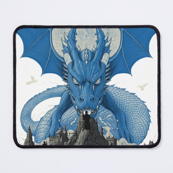 Item preview, Engraved azure blue dragon vintage art designed and sold by MemoryZone.