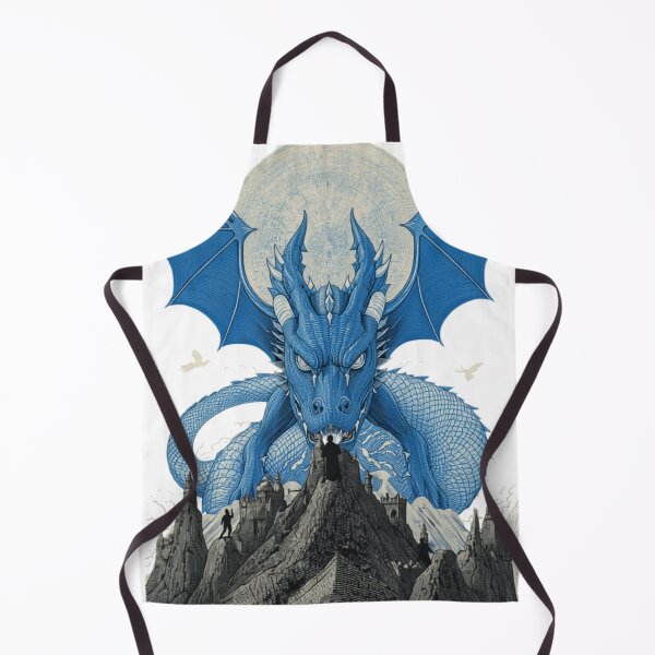 Item preview, Engraved azure blue dragon vintage art designed and sold by MemoryZone.