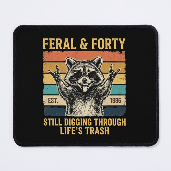 Item preview, Funny 40th Birthday Raccoon Art Vintage 1986 Trash Panda Retro Feral and Forty Joke Gift designed and sold by raedattia.