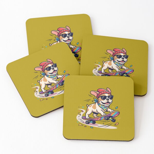 Item preview, Cool Skating French Bulldog Art designed and sold by MarCinu Art.