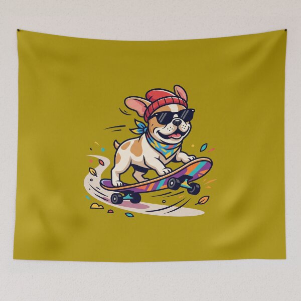 Item preview, Cool Skating French Bulldog Art designed and sold by MarCinu Art.