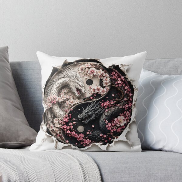 Item preview, Yin Yang Dragon Sakura – 3D Torn Fabric Fantasy | Japanese Dragon T-Shirt Design designed and sold by Minddey.