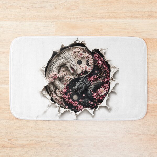 Item preview, Yin Yang Dragon Sakura – 3D Torn Fabric Fantasy | Japanese Dragon T-Shirt Design designed and sold by Minddey.