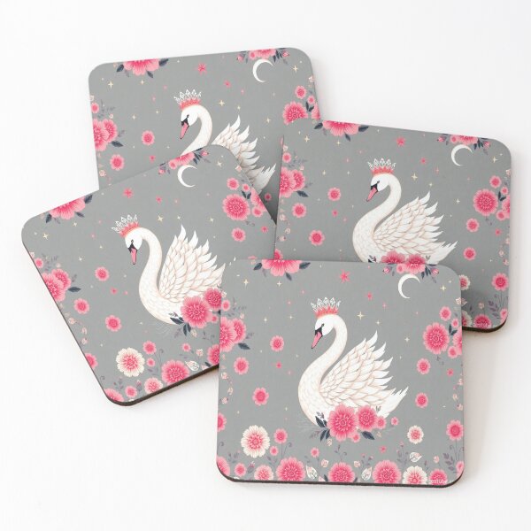 Item preview, Swan Princess Fantasy Pattern | Elegant Swan Queen with Flowers and Stars designed and sold by Moonlight Studio.