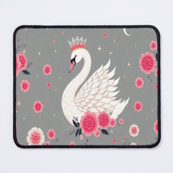 Item preview, Swan Princess Fantasy Pattern | Elegant Swan Queen with Flowers and Stars designed and sold by Moonlight Studio.