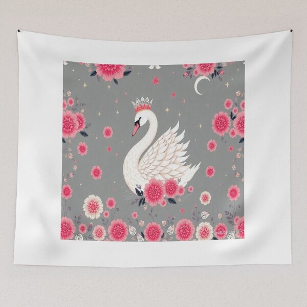 Item preview, Swan Princess Fantasy Pattern | Elegant Swan Queen with Flowers and Stars designed and sold by Moonlight Studio.