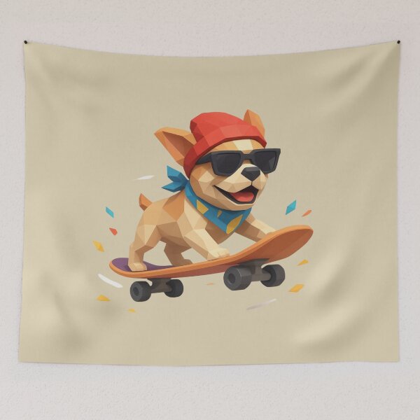 Item preview, Geometric Skateboarding French Bulldog Art designed and sold by MarCinu Art.