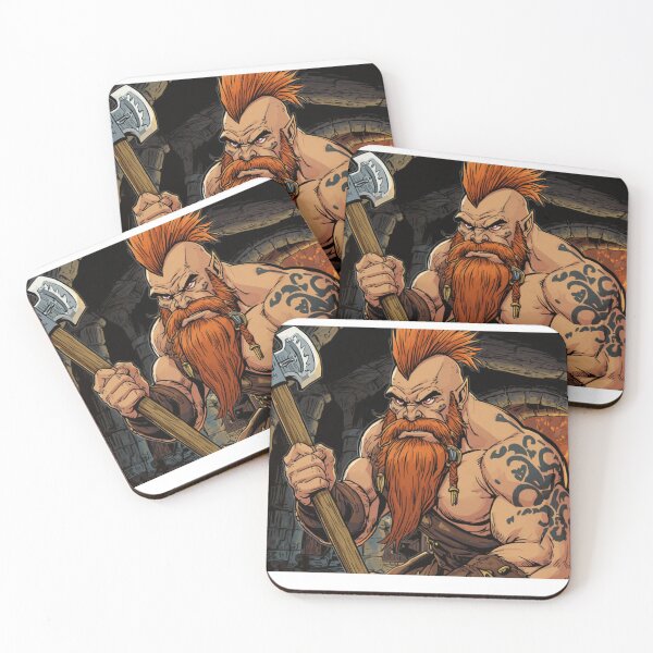 Item preview, Comic Dwarf slayer fantasy warrior illustration designed and sold by MemoryZoneOfficial.