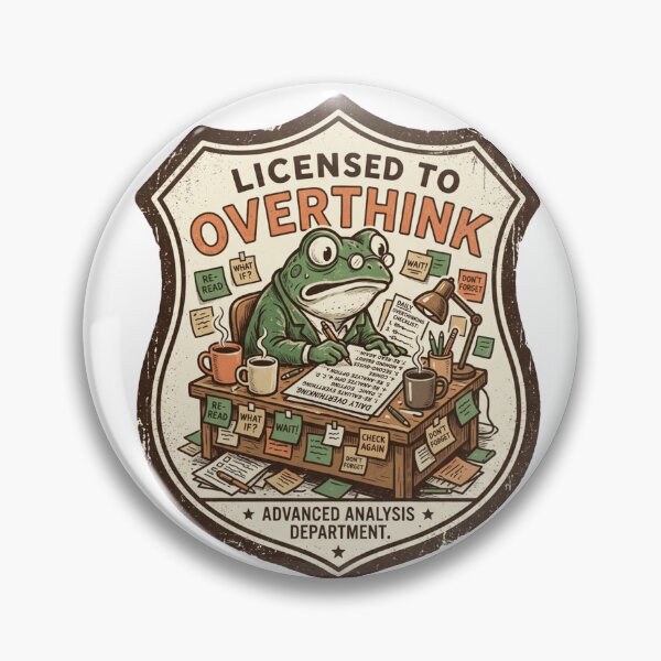 Item preview, Licensed to Overthink | Anxious Frog Office Badge Design designed and sold by DmaarGroup.