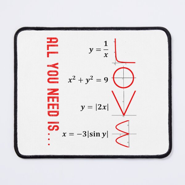 Item preview, Nerdy All You Need Is Love Math Heart Equations Teacher Black Text designed and sold by MathWare MathClips.