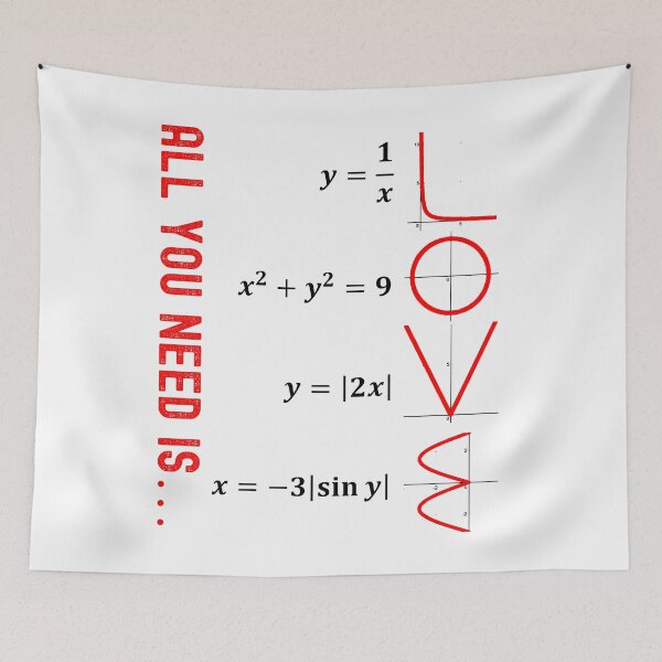 Item preview, Nerdy All You Need Is Love Math Heart Equations Teacher Black Text designed and sold by MathWare MathClips.