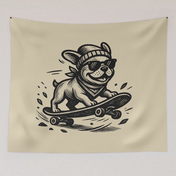 Item preview, Skater French Bulldog Retro Art designed and sold by MarCinu Art.