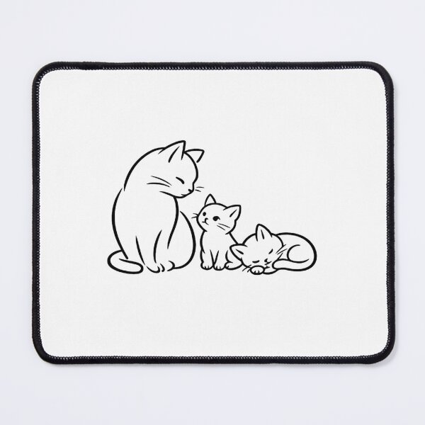 Item preview, Cat And Kittens Minimal Line Art | Cat Family Printable designed and sold by Tee Visions.