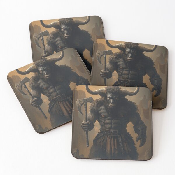 Item preview, Grimdark Minotaur fantasy monster warrior painting designed and sold by MemoryZoneOfficial.