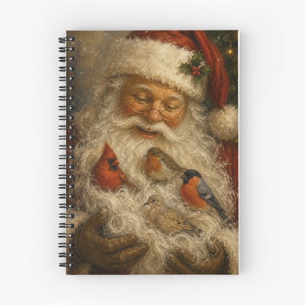 Item preview, Santa with Birds in His Beard | Vintage Christmas Oil Painting designed and sold by GSizzle1.