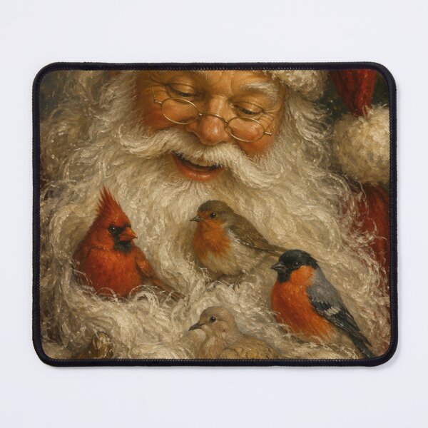Item preview, Santa with Birds in His Beard | Vintage Christmas Oil Painting designed and sold by GSizzle1.