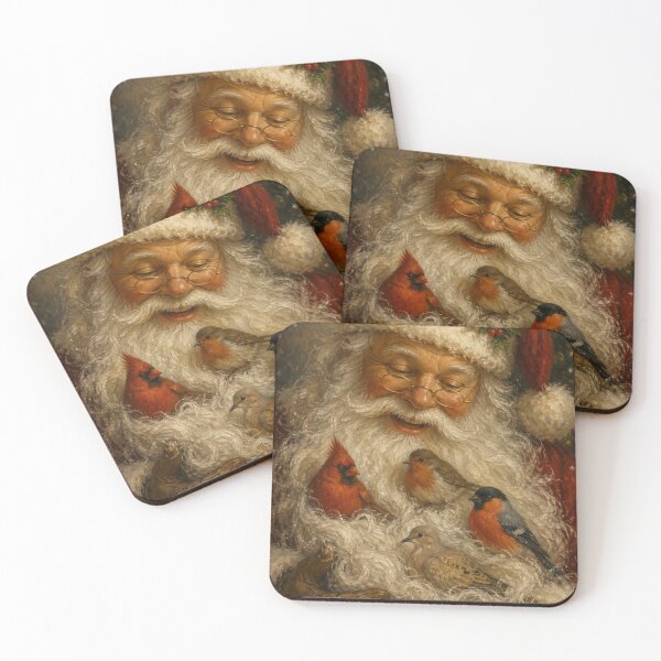 Item preview, Santa with Birds in His Beard | Vintage Christmas Oil Painting designed and sold by GSizzle1.