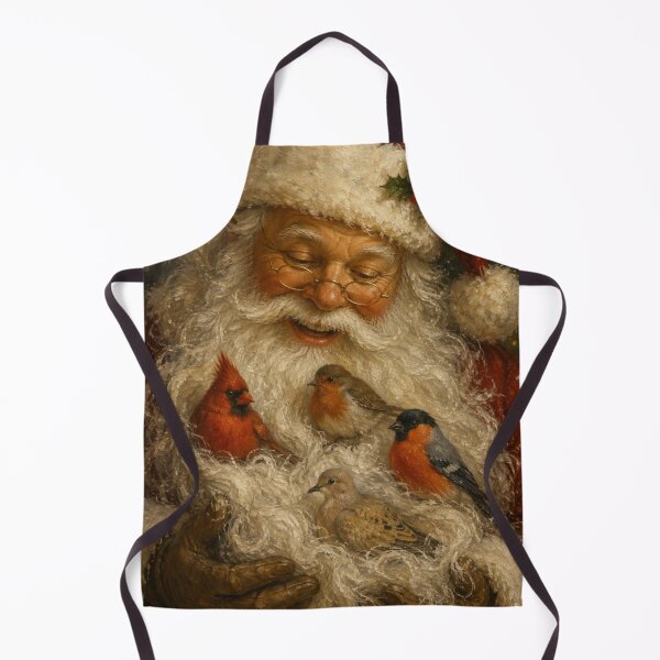 Item preview, Santa with Birds in His Beard | Vintage Christmas Oil Painting designed and sold by GSizzle1.