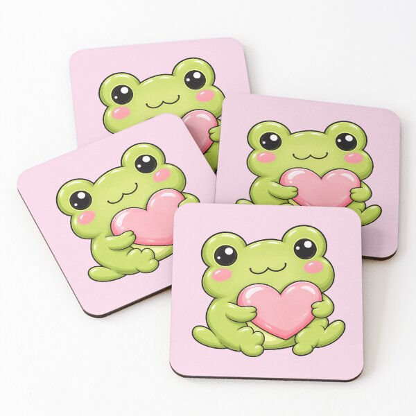 Item preview, Cute Frog Hugging Heart Sticker | Kawaii Love Frog | Adorable Frog with Pink Heart designed and sold by StickyDelights.