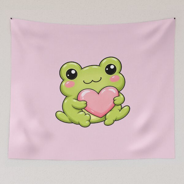 Item preview, Cute Frog Hugging Heart Sticker | Kawaii Love Frog | Adorable Frog with Pink Heart designed and sold by StickyDelights.