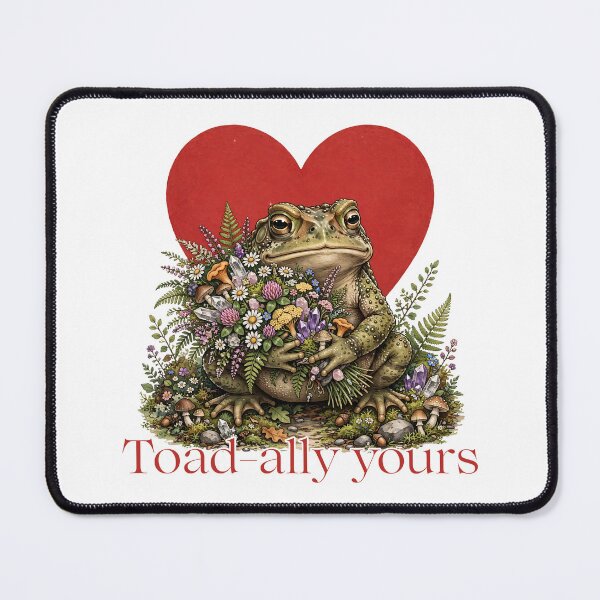 Item preview, Toad-ally Yours - Cute Cottagecore Valentine's Day Toad with Flowers and Crystals Goblincore Valentine's Day designed and sold by Neurospicy Trolls.