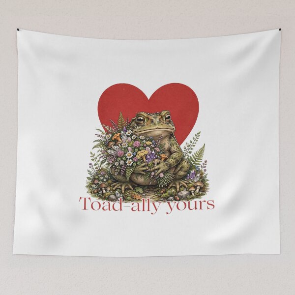 Item preview, Toad-ally Yours - Cute Cottagecore Valentine's Day Toad with Flowers and Crystals Goblincore Valentine's Day designed and sold by Neurospicy Trolls.