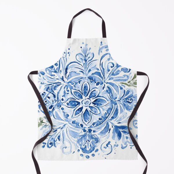 Item preview, Blue Azulejo Watercolor Pattern - Portuguese Tile Eight-Petal Flower Design designed and sold by Nine Lives Studio.