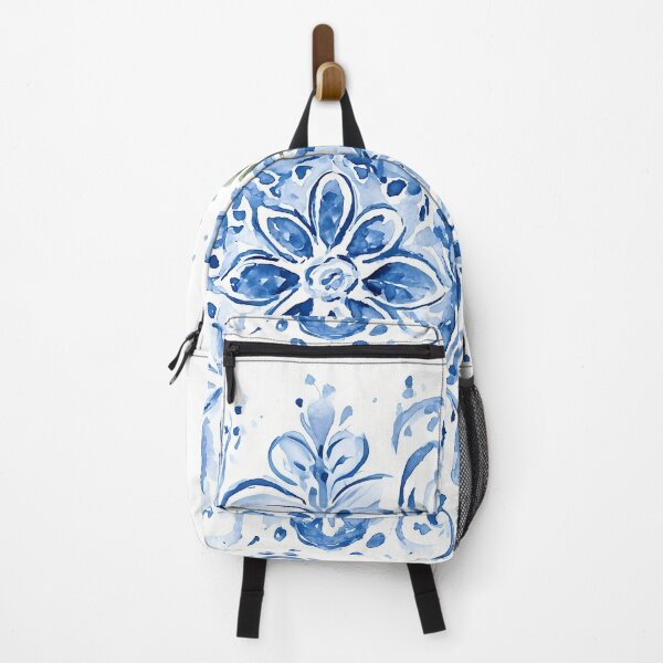 Item preview, Blue Azulejo Watercolor Pattern - Portuguese Tile Eight-Petal Flower Design designed and sold by Nine Lives Studio.