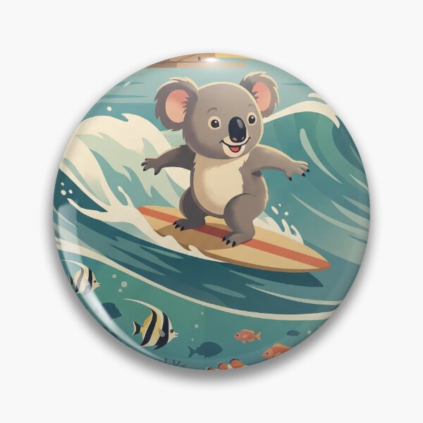 Item preview, Australia Vintage Travel Illustration - Happy Koala Surfing designed and sold by ZUMERI.