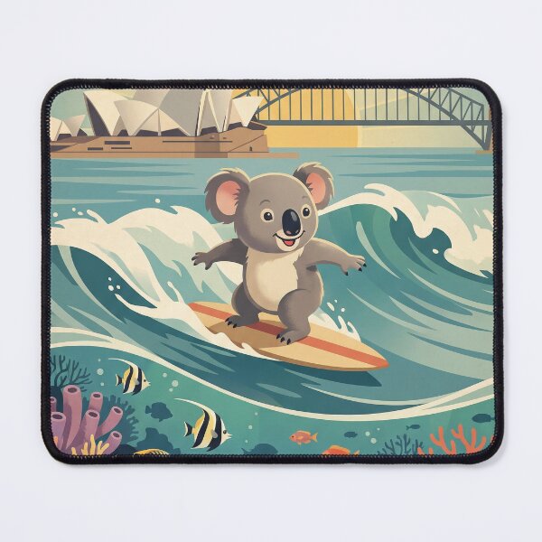 Item preview, Australia Vintage Travel Illustration - Happy Koala Surfing designed and sold by ZUMERI.