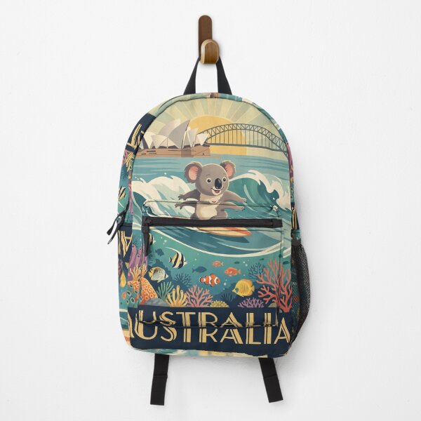 Item preview, Australia Vintage Travel Illustration - Happy Koala Surfing designed and sold by ZUMERI.