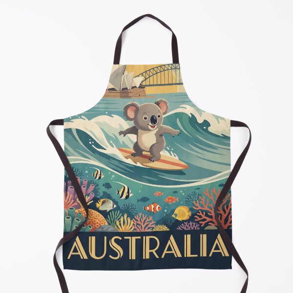 Item preview, Australia Vintage Travel Illustration - Happy Koala Surfing designed and sold by ZUMERI.