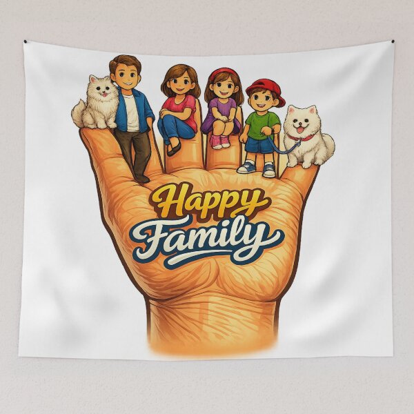 Item preview, Happy family together with pets designed and sold by urbanshop7.