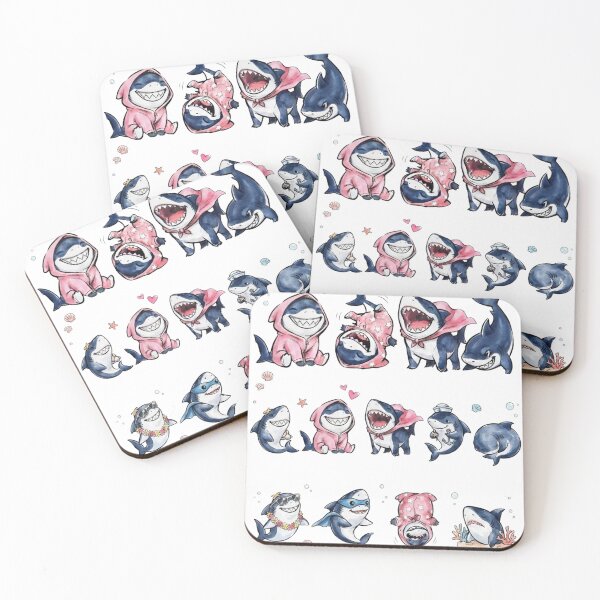 Item preview, Cute Kawaii Shark Collection | Adorable Baby Shark Watercolor Art designed and sold by yanderedev.