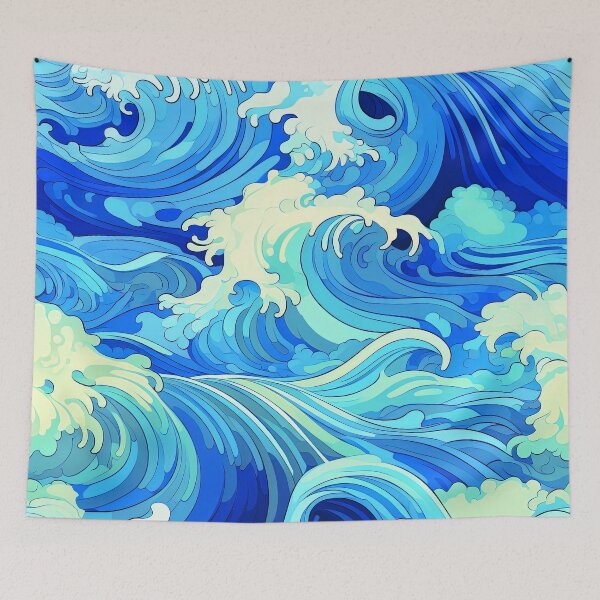 Item preview, Japanese Great Waves Blue Ocean And White Caps designed and sold by DEC02.