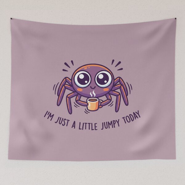 Item preview, Little Jumpy Coffee Spider Pun designed and sold by MarCinu Art.