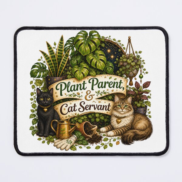 Item preview, Plant Parent & Cat Servant designed and sold by CottageGardenCo.