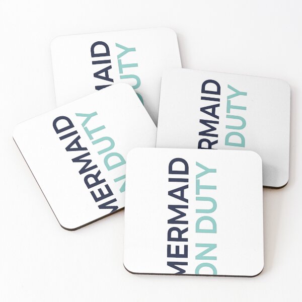 Item preview, MERMAIDE ON DUTY – modern mermaid lettering in blue designed and sold by Halbeskilo.