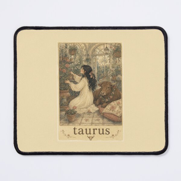 Item preview, Vintage Taurus Zodiac Girl in Rose Garden – Cottagecore Astrology Art designed and sold by vitriolicapprel.