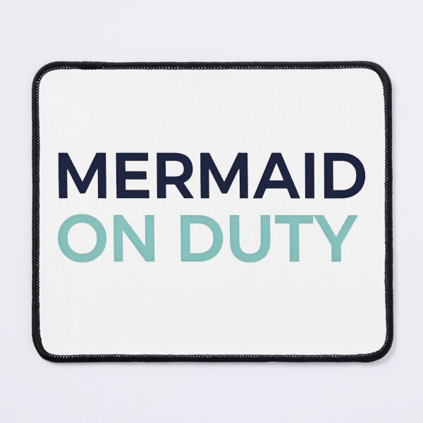 Item preview, MERMAIDE ON DUTY – modern mermaid lettering in blue designed and sold by Halbeskilo.